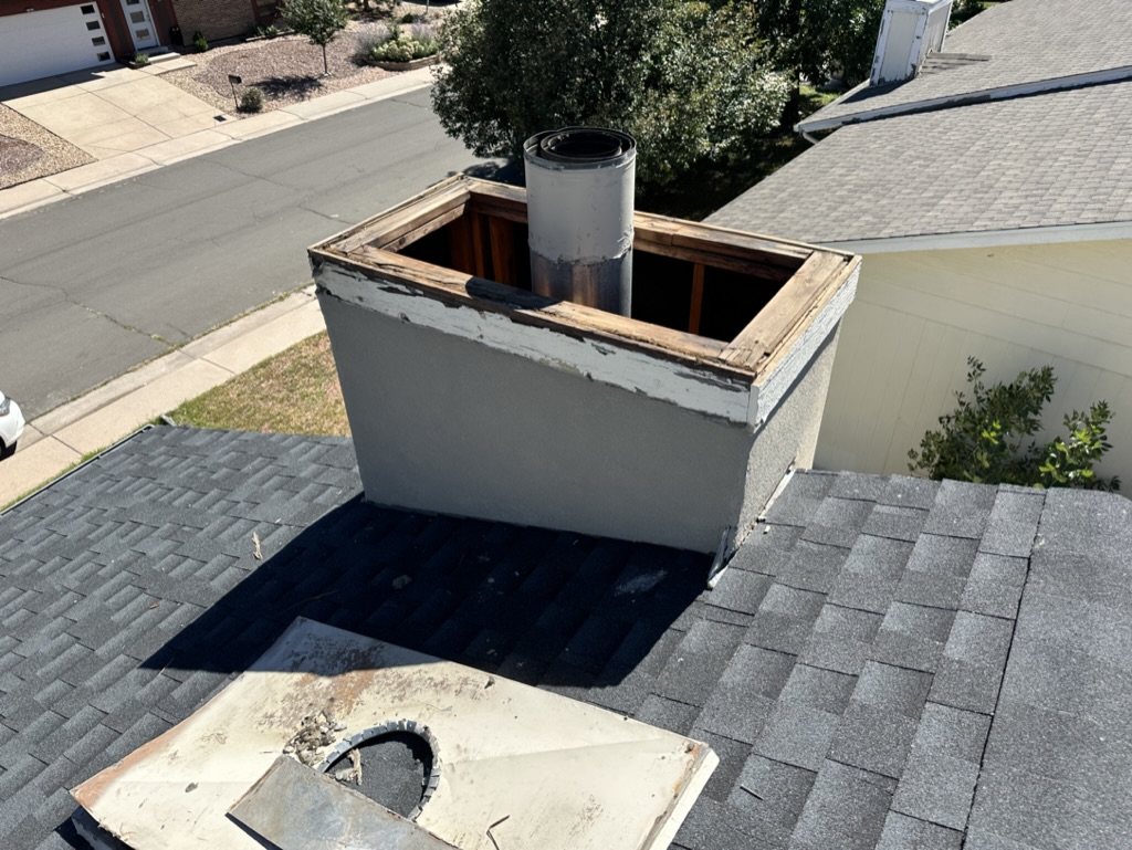 Chimney repair and restoration work in progress